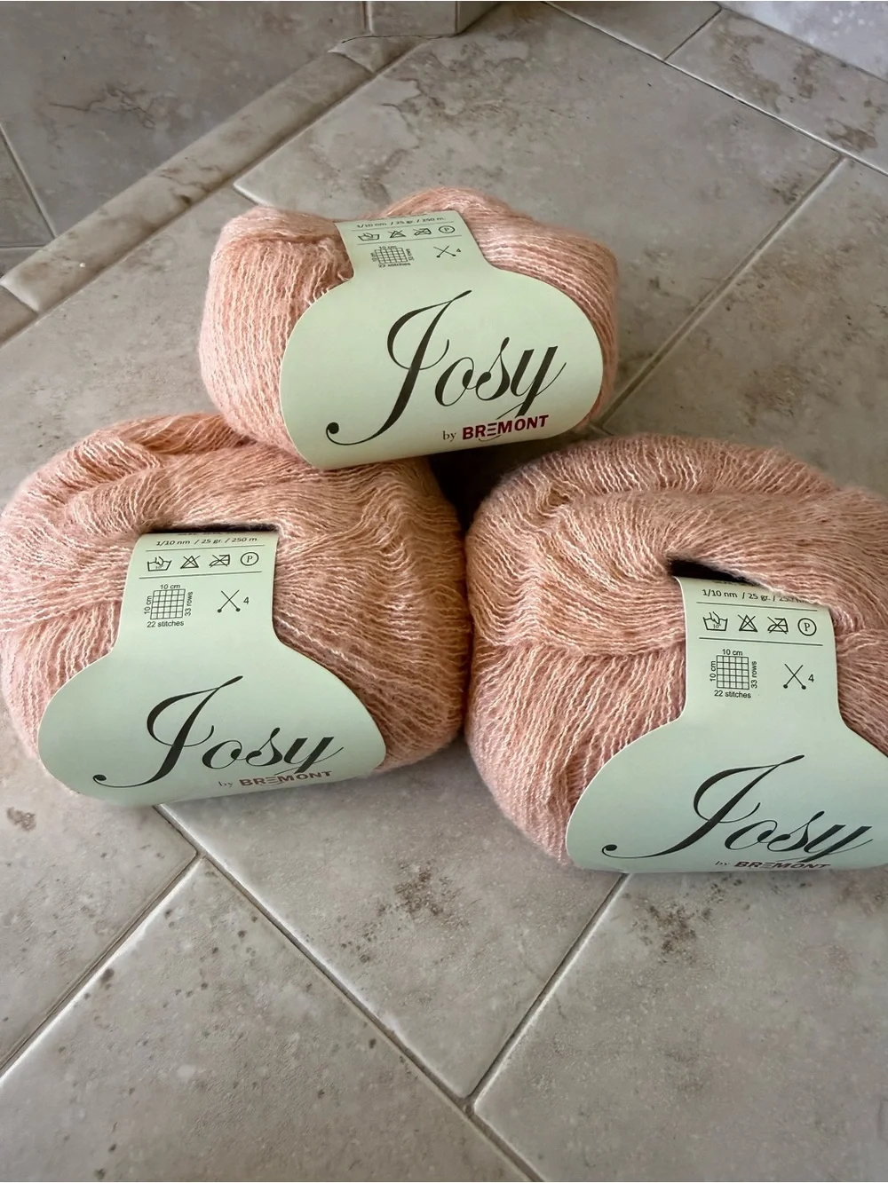 Josy by Bremont Soft Peach Alpaca/Silk Blend Yarn - 3-Pack Coral